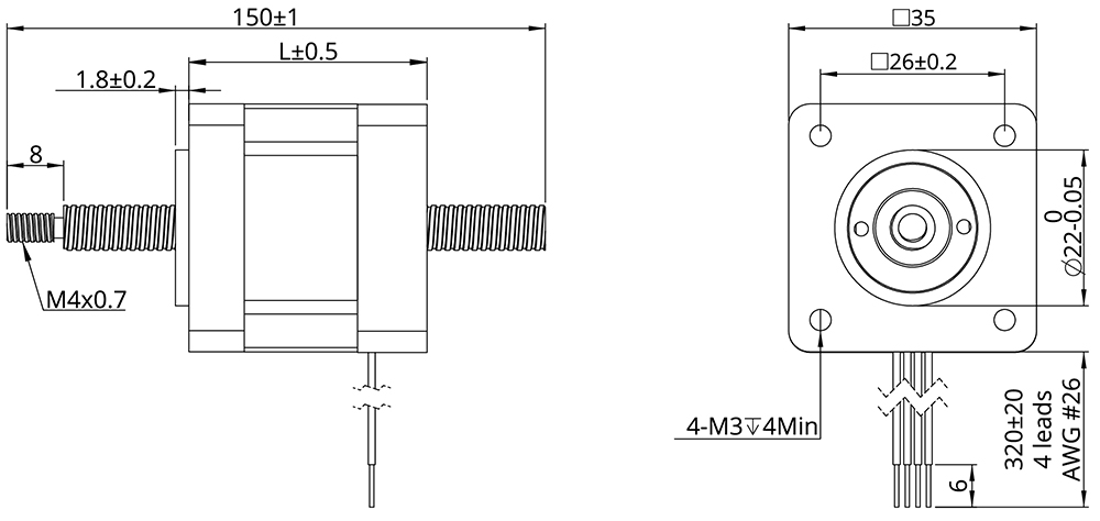 non-captive actuator demension