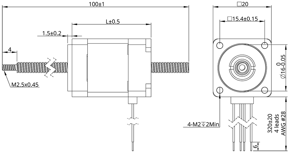 non-captive actuator demension