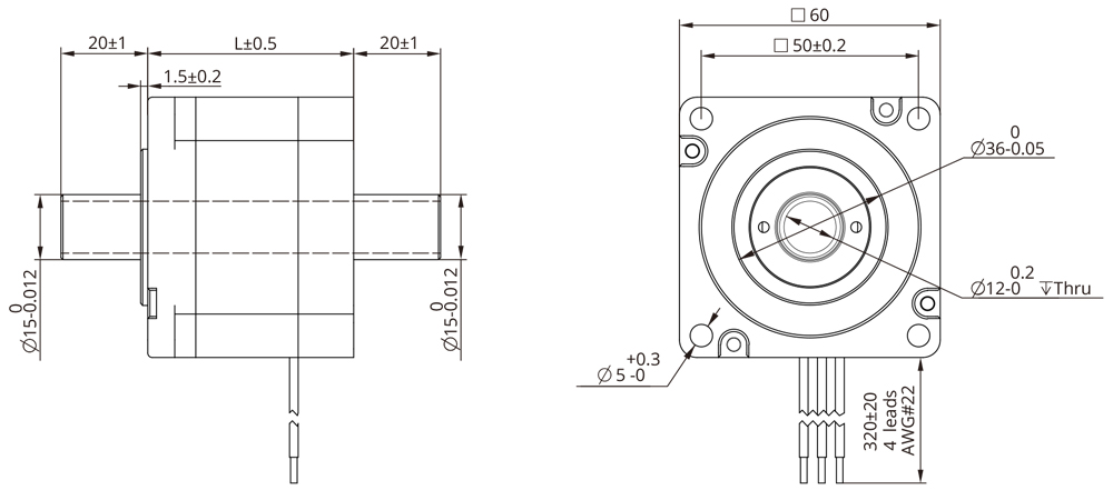 Hollow Shaft Size 24 (60mm) Dimensional Drawing